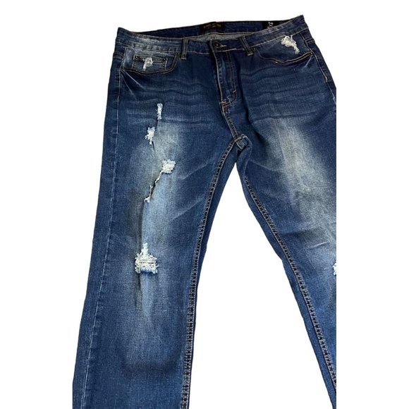 Ring Of Fire Jeans Womens Slim 36x30 Distressed Dark Wash - Picture 5 of 8